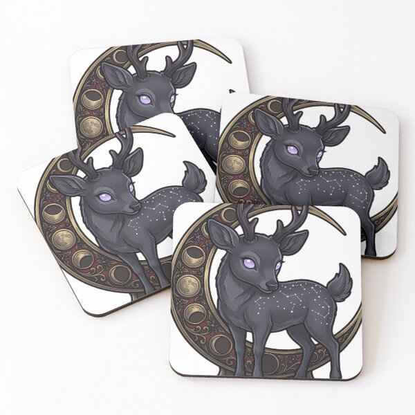 Item preview, Gothic Young Deer Fawn Carved Lunar Pedestal designed and sold by IllumeInk.