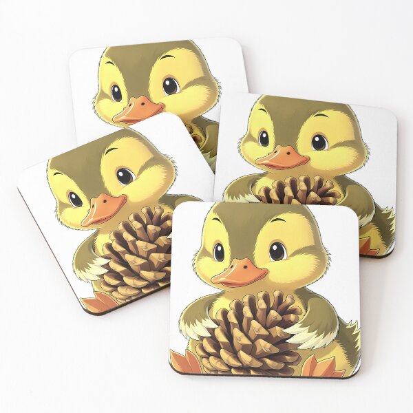 Item preview, Cute Mallard Duckling Hugging Autumn Pinecone designed and sold by pumsquare.