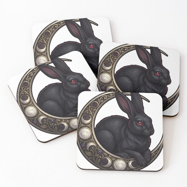 Item preview, Gothic Black Hare Carved Silver Harvest Moon Horn designed and sold by IllumeInk.