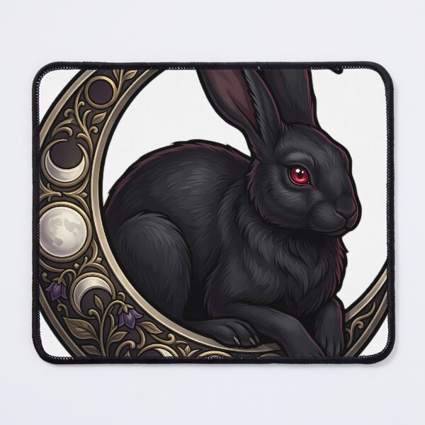 Item preview, Gothic Black Hare Carved Silver Harvest Moon Horn designed and sold by IllumeInk.