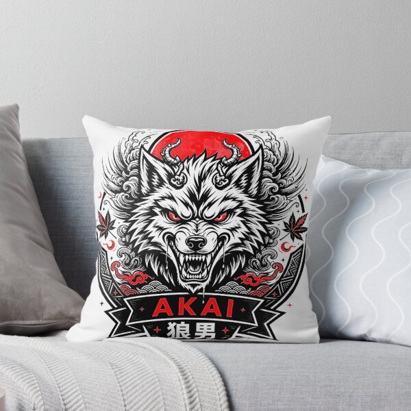 Item preview, Okami Demon Wolf Yokai Halloween Japanese Red Moon AKAI designed and sold by Tsuiho_art.