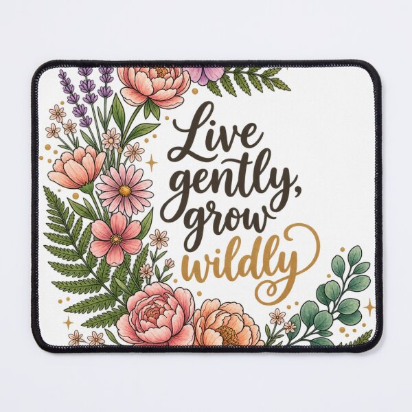 Item preview, Live Gently Grow Wildly Floral Botanical Quote designed and sold by ArtByKapil.
