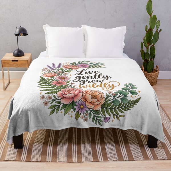 Item preview, Live Gently Grow Wildly Floral Botanical Quote designed and sold by ArtByKapil.