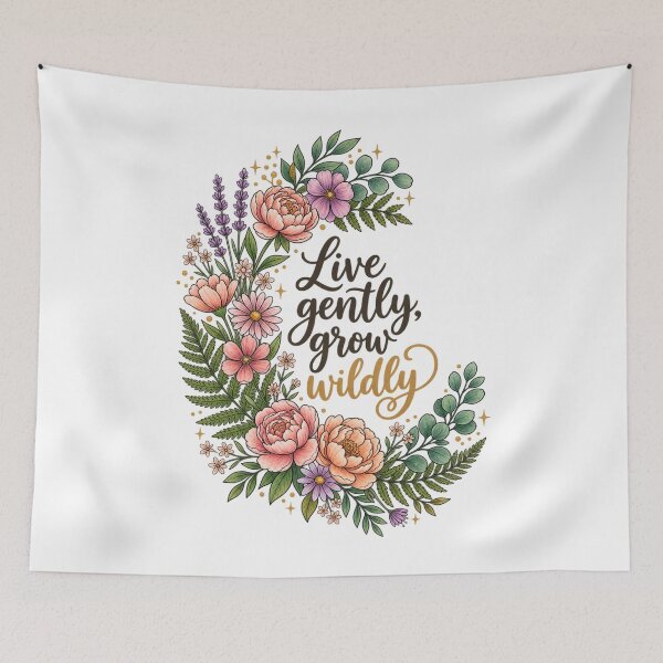 Item preview, Live Gently Grow Wildly Floral Botanical Quote designed and sold by ArtByKapil.