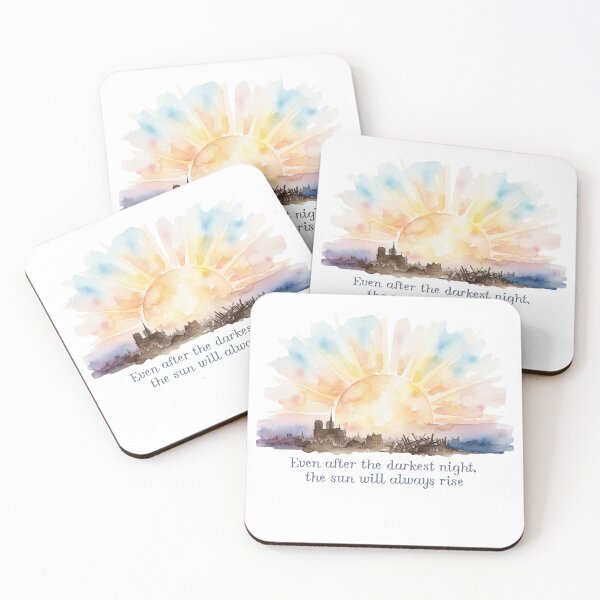 Item preview, Sunrise Quote City Skyline Watercolour Art designed and sold by made by Golightly x.