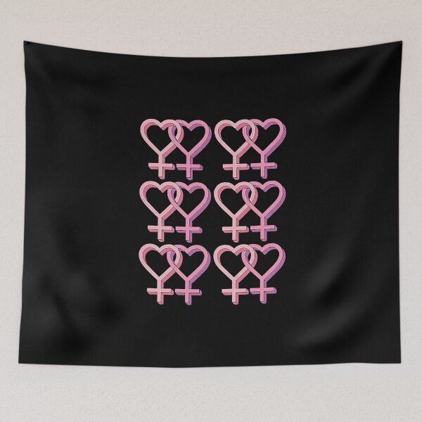 Item preview, Interlocking Female Gender Symbols Pink Heart Pattern Art designed and sold by markomale.