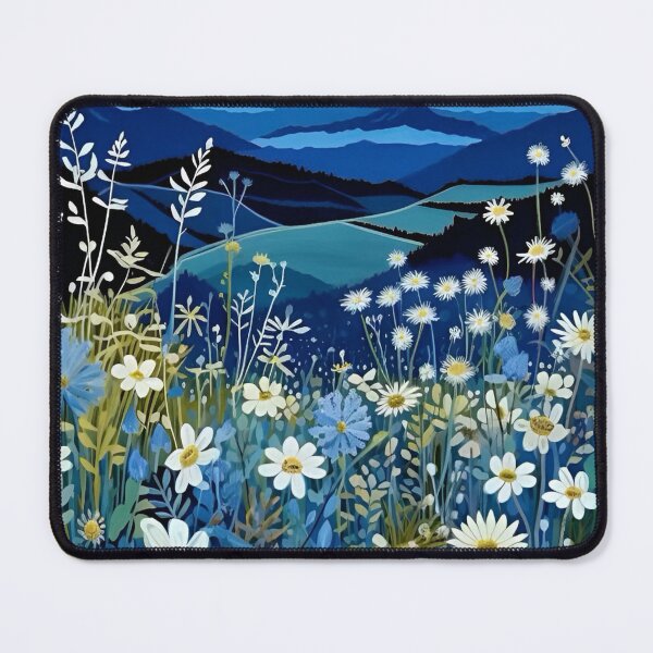 Item preview, Where The Wildflowers Meet The Mountains Flower Garden Nature Landscape Scenery Digital Painting Illustration designed and sold by Matt_Smith.