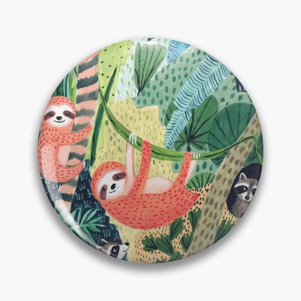 Item preview, Jungle Pals - Cute Sloths and Raccoons Tropical Gouache Art designed and sold by robertronda1.