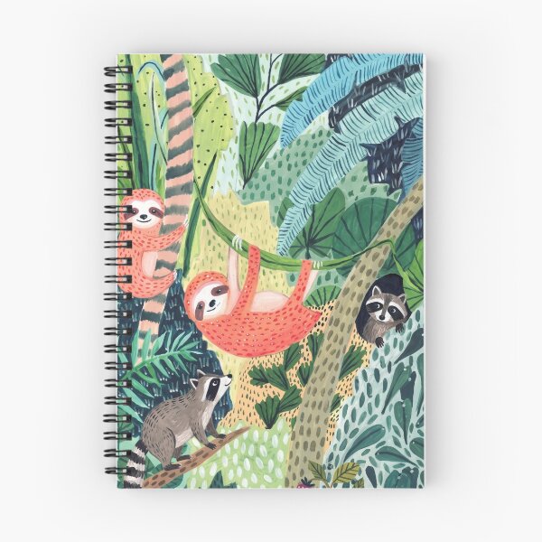 Item preview, Jungle Pals - Cute Sloths and Raccoons Tropical Gouache Art designed and sold by robertronda1.