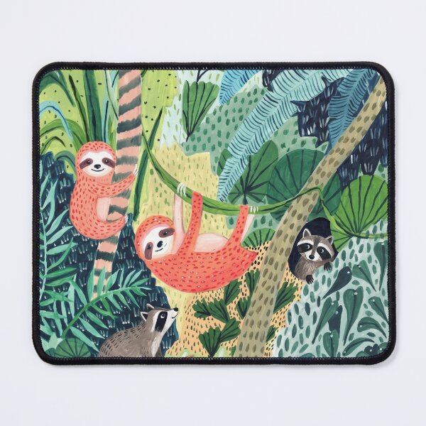 Item preview, Jungle Pals - Cute Sloths and Raccoons Tropical Gouache Art designed and sold by robertronda1.
