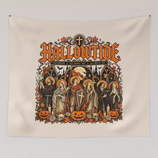 Item preview, Catholic Hallowtide Shirt, All Saints & All Souls Day Tee, Vintage Christian Faith Gift, Autumn Religious Shirt designed and sold by Cchotlan.