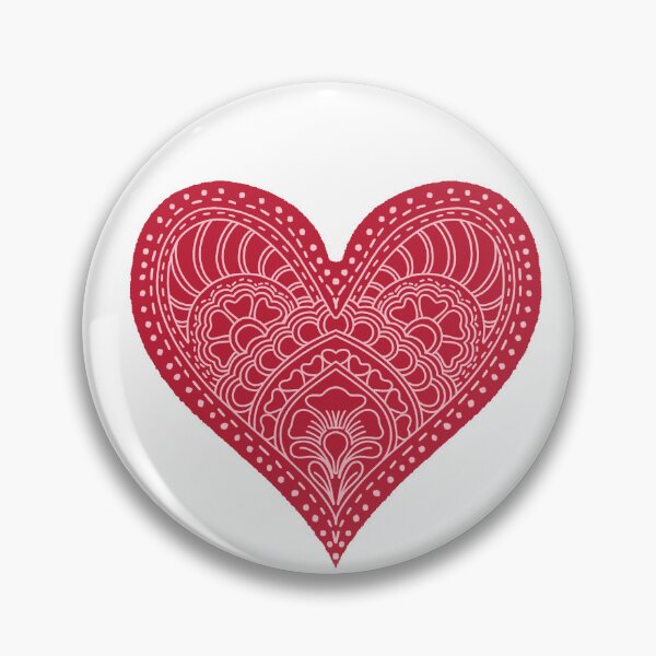 Item preview, Crimson Red Mandala Heart Henna Boho Folk Love designed and sold by DColourMuse.