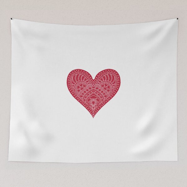 Item preview, Crimson Red Mandala Heart Henna Boho Folk Love designed and sold by DColourMuse.