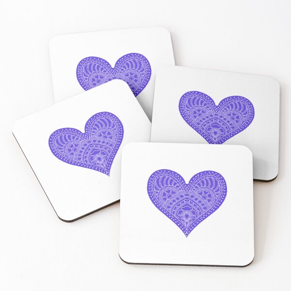 Item preview, Indigo Violet Mandala Heart Henna Boho Doodle Art designed and sold by DColourMuse.