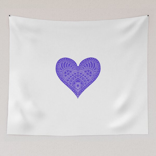 Item preview, Indigo Violet Mandala Heart Henna Boho Doodle Art designed and sold by DColourMuse.