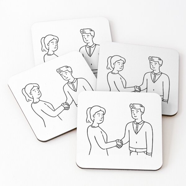 Item preview, A visitor shaking hands with a host at the door designed and sold by rasagamastore.
