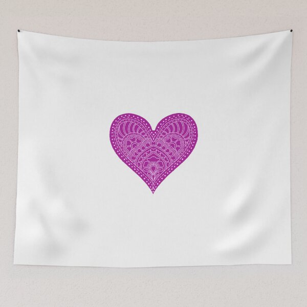 Item preview, Magenta Fuchsia Mandala Heart Henna Boho Love Doodle designed and sold by DColourMuse.