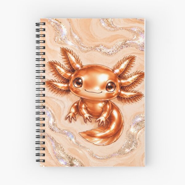 Item preview, Orange axolotl on glossy marbling designed and sold by Axokris.