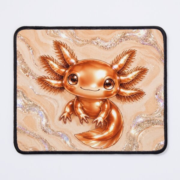 Item preview, Orange axolotl on glossy marbling designed and sold by Axokris.