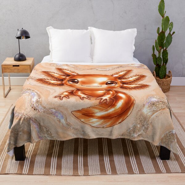 Item preview, Orange axolotl on glossy marbling designed and sold by Axokris.