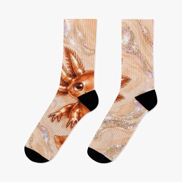 Item preview, Orange axolotl on glossy marbling designed and sold by Axokris.
