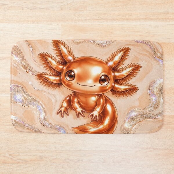 Item preview, Orange axolotl on glossy marbling designed and sold by Axokris.
