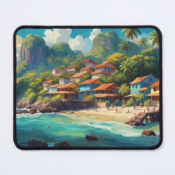 Item preview, Tropical Coastal Village designed and sold by Undersea Ai Art.