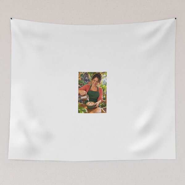 Item preview, Barista with Gorilla Art in Coffee Shop designed and sold by CathryneDelamort.