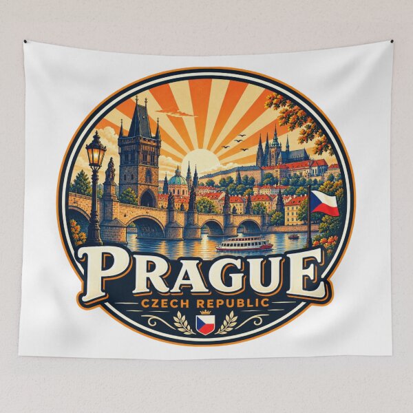 Item preview, Prague Czech Republic Vintage Travel Poster designed and sold by timiparkerart.