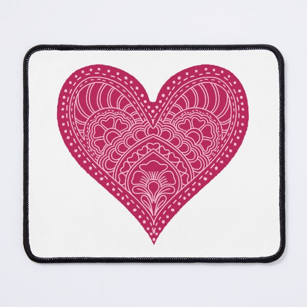 Item preview, Raspberry Pink Mandala Heart Henna Boho Valentine Art designed and sold by DColourMuse.