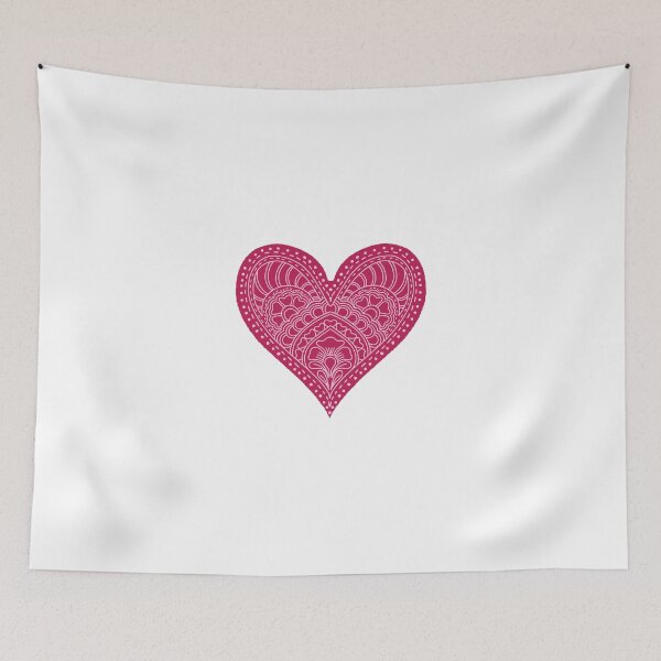 Item preview, Raspberry Pink Mandala Heart Henna Boho Valentine Art designed and sold by DColourMuse.