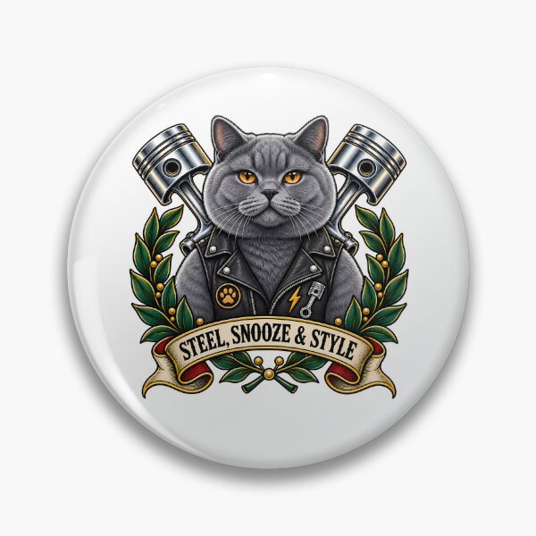 Item preview, Biker Cat Steel Snooze and Style Tattoo Art designed and sold by Old's Cool Cat Studio.