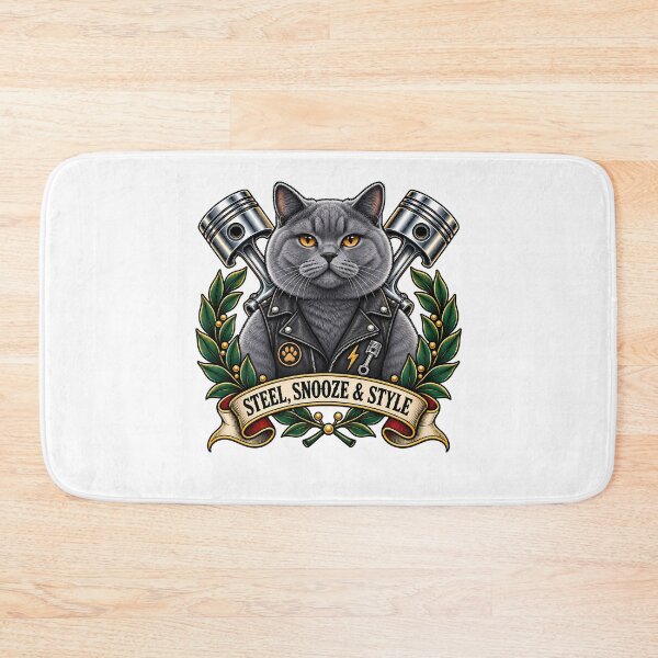 Item preview, Biker Cat Steel Snooze and Style Tattoo Art designed and sold by Old's Cool Cat Studio.