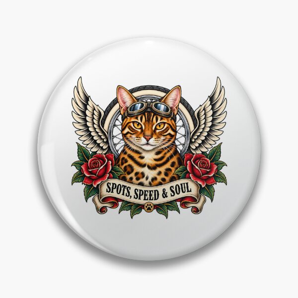 Item preview, Bengal Cat biker Spots Speed and Soul Tattoo Art designed and sold by Old's Cool Cat Studio.