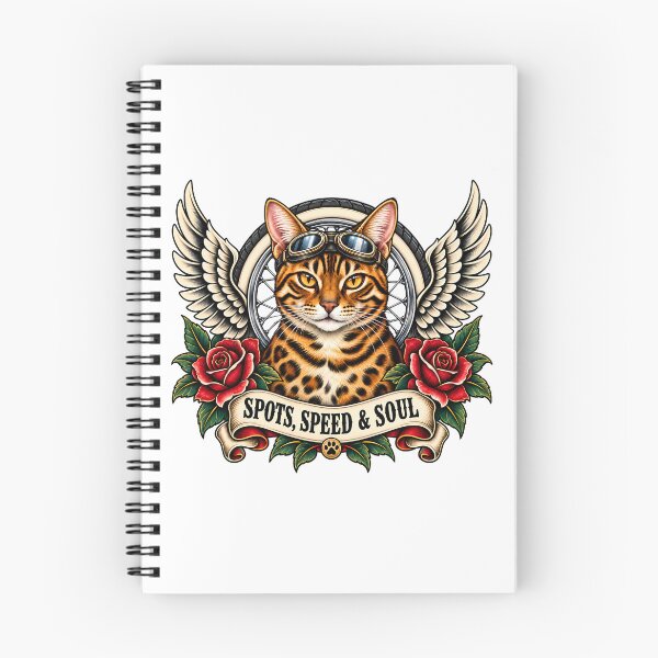 Aperçu de l'œuvre Bengal Cat biker Spots Speed and Soul Tattoo Art créée et vendue par Old's Cool Cat Studio.