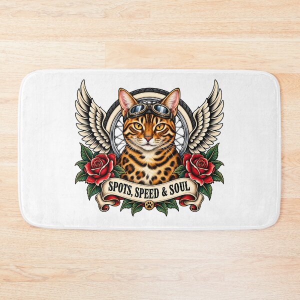 Item preview, Bengal Cat biker Spots Speed and Soul Tattoo Art designed and sold by Old's Cool Cat Studio.