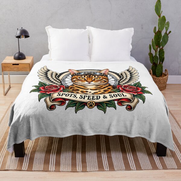 Item preview, Bengal Cat biker Spots Speed and Soul Tattoo Art designed and sold by Old's Cool Cat Studio.