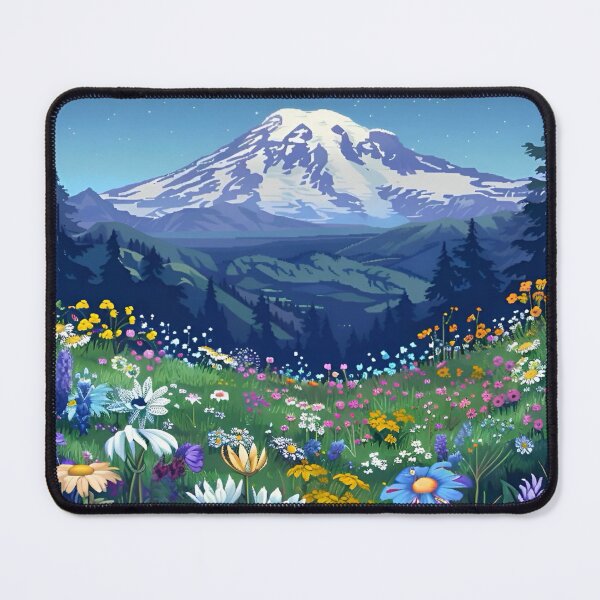 Item preview, Where The Wildflowers Meet The Mountains Flower Garden Nature Landscape Scenery Digital Painting Illustration designed and sold by Matt_Smith.