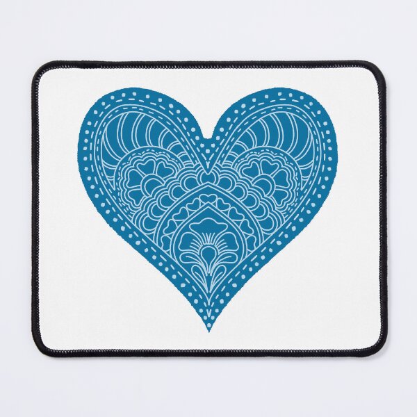 Item preview, Ocean Blue Mandala Heart Henna Boho Coastal Doodle designed and sold by DColourMuse.