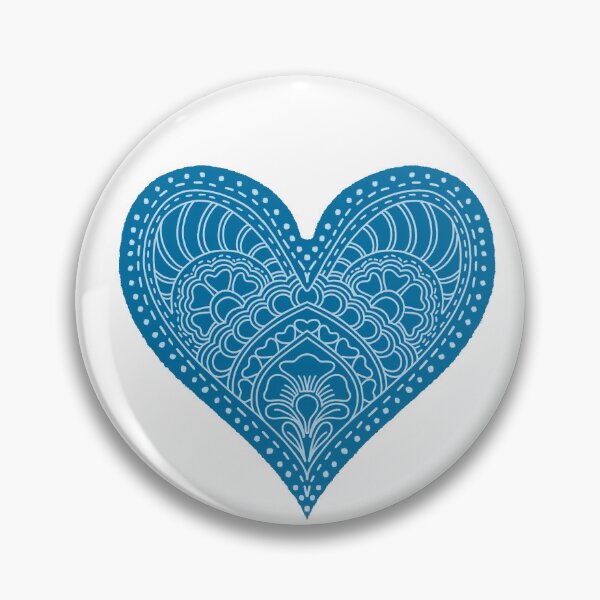 Item preview, Ocean Blue Mandala Heart Henna Boho Coastal Doodle designed and sold by DColourMuse.