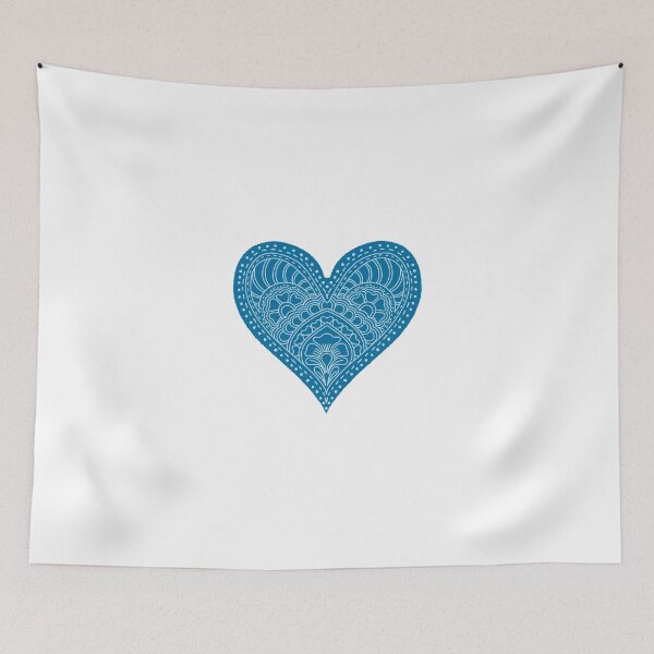 Item preview, Ocean Blue Mandala Heart Henna Boho Coastal Doodle designed and sold by DColourMuse.