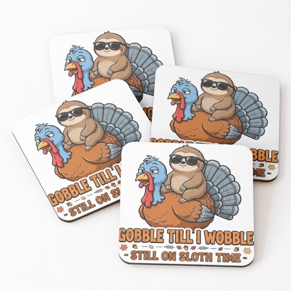 Item preview, Gobble Till I Wobble Funny Sloth Turkey Thanksgiving Fall designed and sold by Yellowriversss.