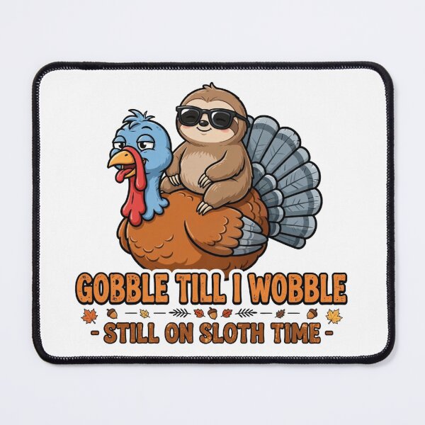 Item preview, Gobble Till I Wobble Funny Sloth Turkey Thanksgiving Fall designed and sold by Yellowriversss.
