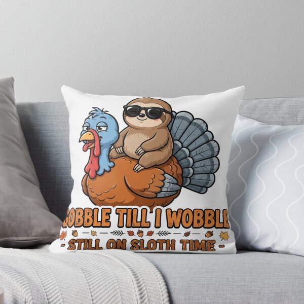 Item preview, Gobble Till I Wobble Funny Sloth Turkey Thanksgiving Fall designed and sold by Yellowriversss.