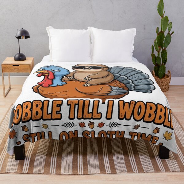 Item preview, Gobble Till I Wobble Funny Sloth Turkey Thanksgiving Fall designed and sold by Yellowriversss.