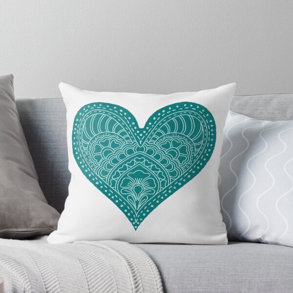 Item preview, Deep Teal Mandala Heart Mint Henna Boho Art designed and sold by DColourMuse.