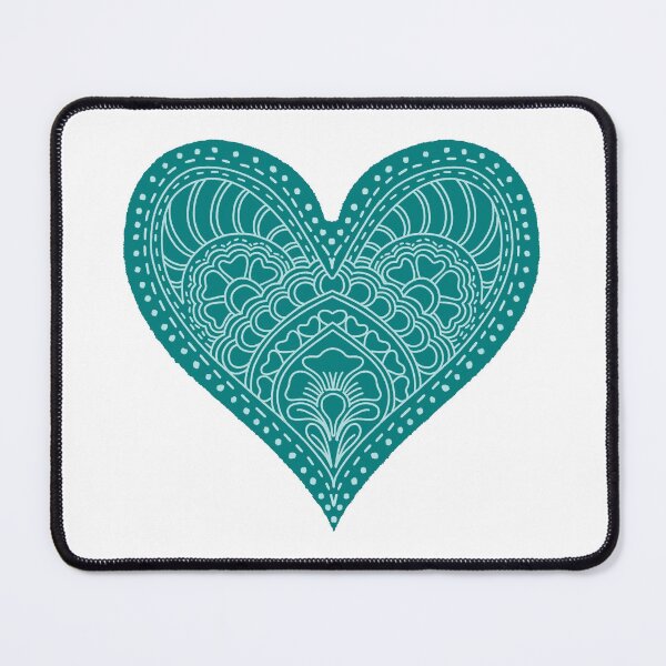 Item preview, Deep Teal Mandala Heart Mint Henna Boho Art designed and sold by DColourMuse.