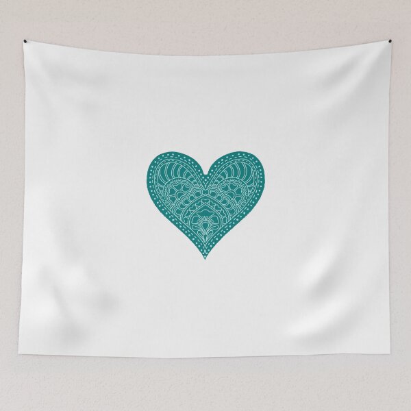 Item preview, Deep Teal Mandala Heart Mint Henna Boho Art designed and sold by DColourMuse.