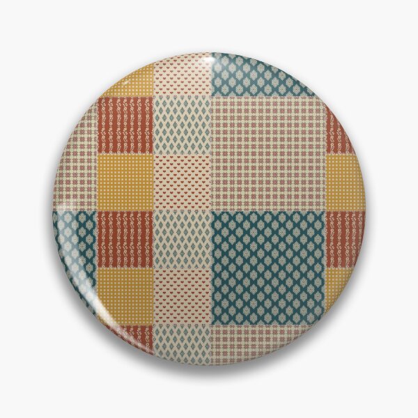 Item preview, Medium Vintage Patchwork Rust Teal Mustard Folk Floral Hearts designed and sold by DColourMuse.