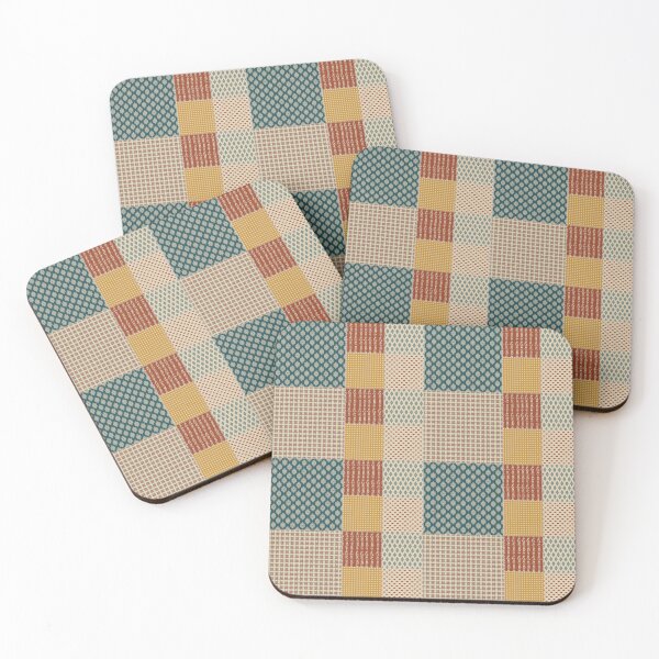 Item preview, Medium Vintage Patchwork Rust Teal Mustard Folk Floral Hearts designed and sold by DColourMuse.